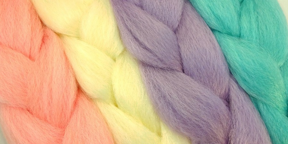 Image: Pastel Pink, Snow White, Lavender, and Sky Blue braiding hair